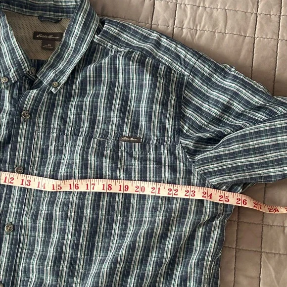 Eddie Bauer Men's Green and Blue Striped Shirt xL - Picture 4 of 10